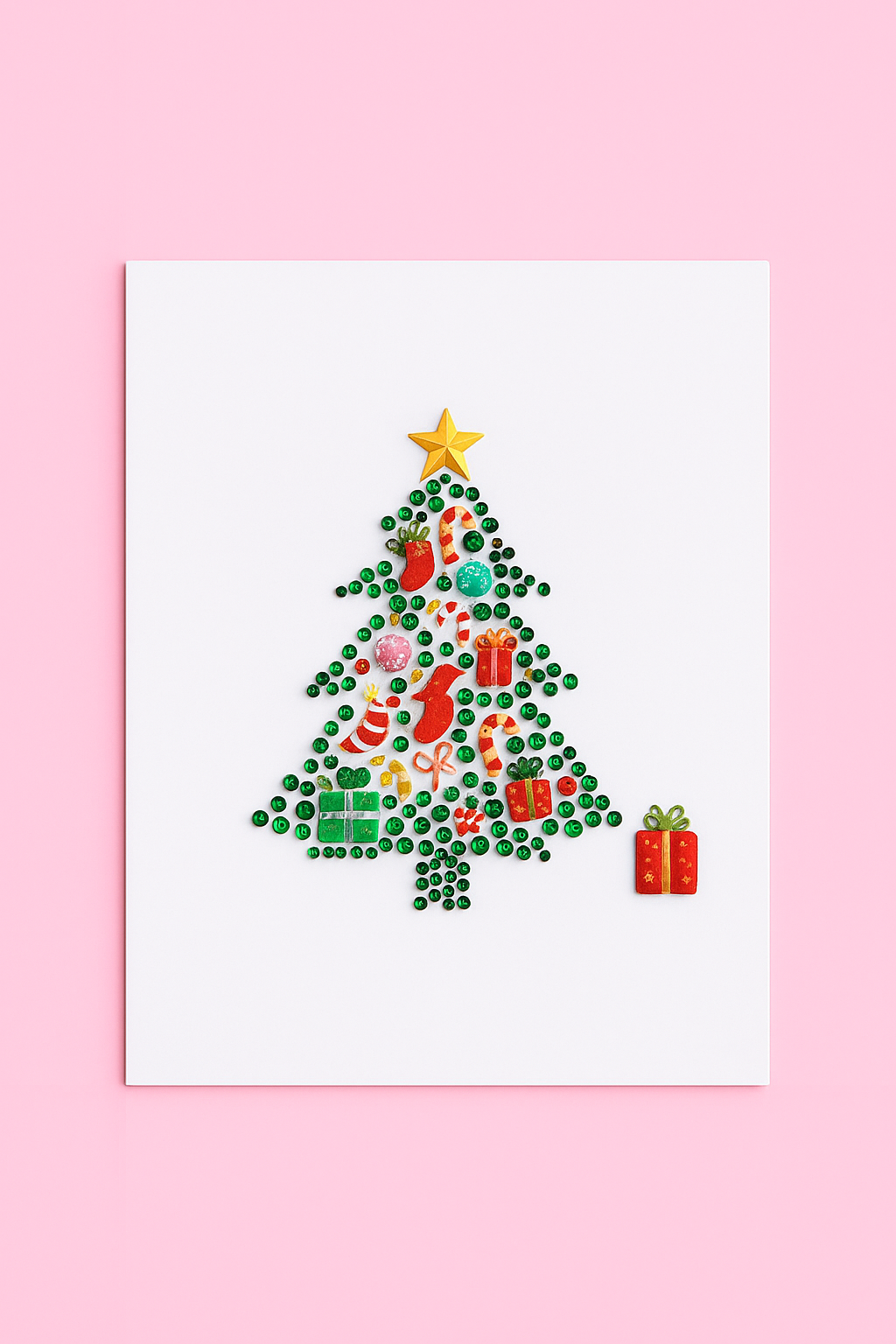 Diamanté Christmas Tree Braille Card