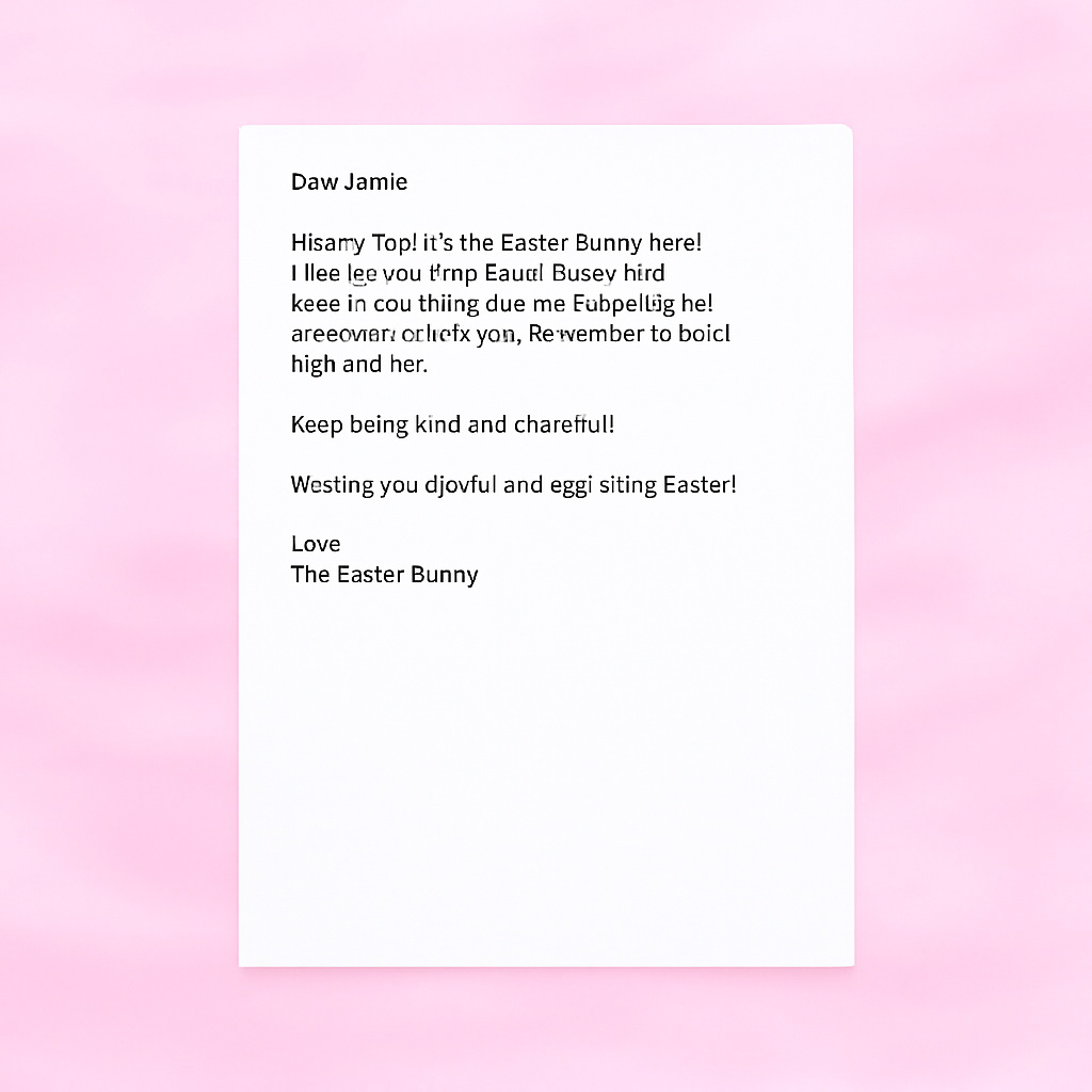 Brailled Letter From The Easter Bunny