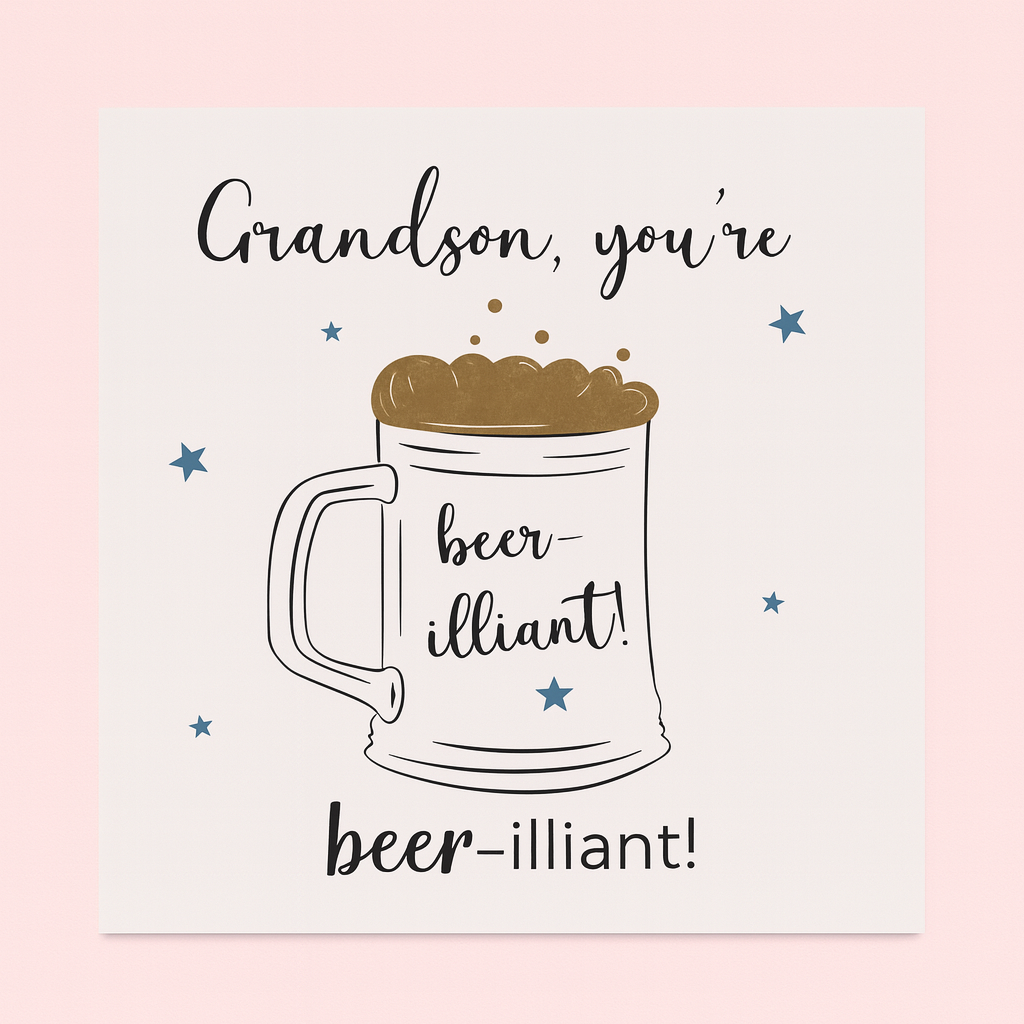 Grandson Beer Themed Braille Card