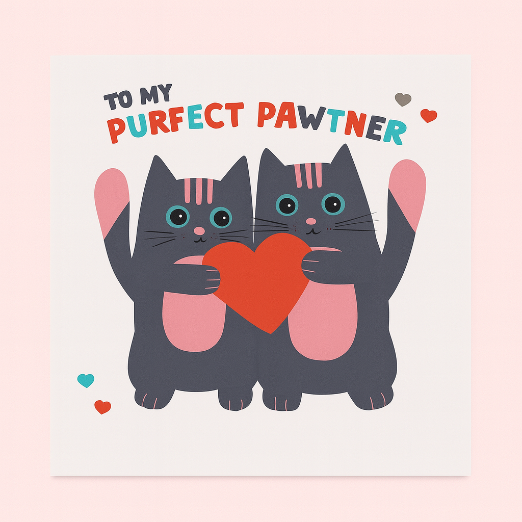 PURRFECT PAWTNER CAT THEMED BRAILLE CARD