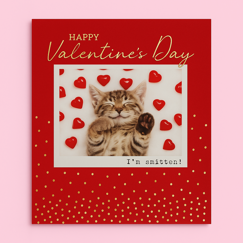 Kitten Valentine’s Day Braille Card