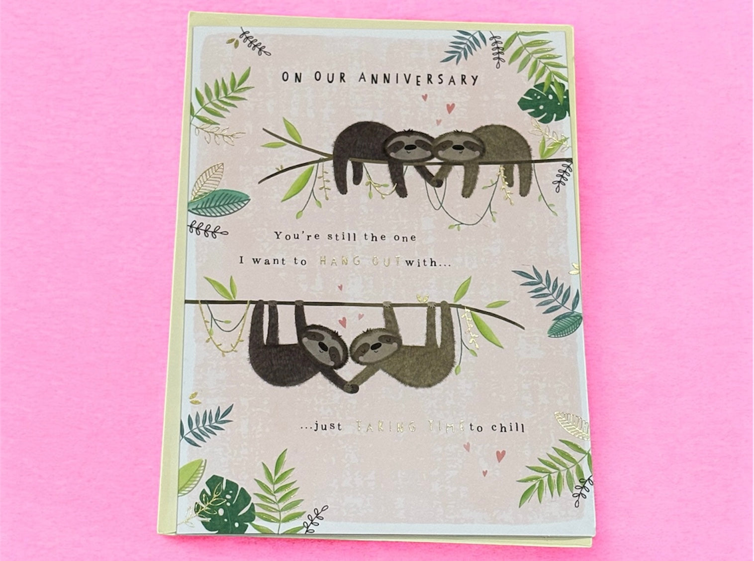 Anniversary Slothes Themed Braille Card