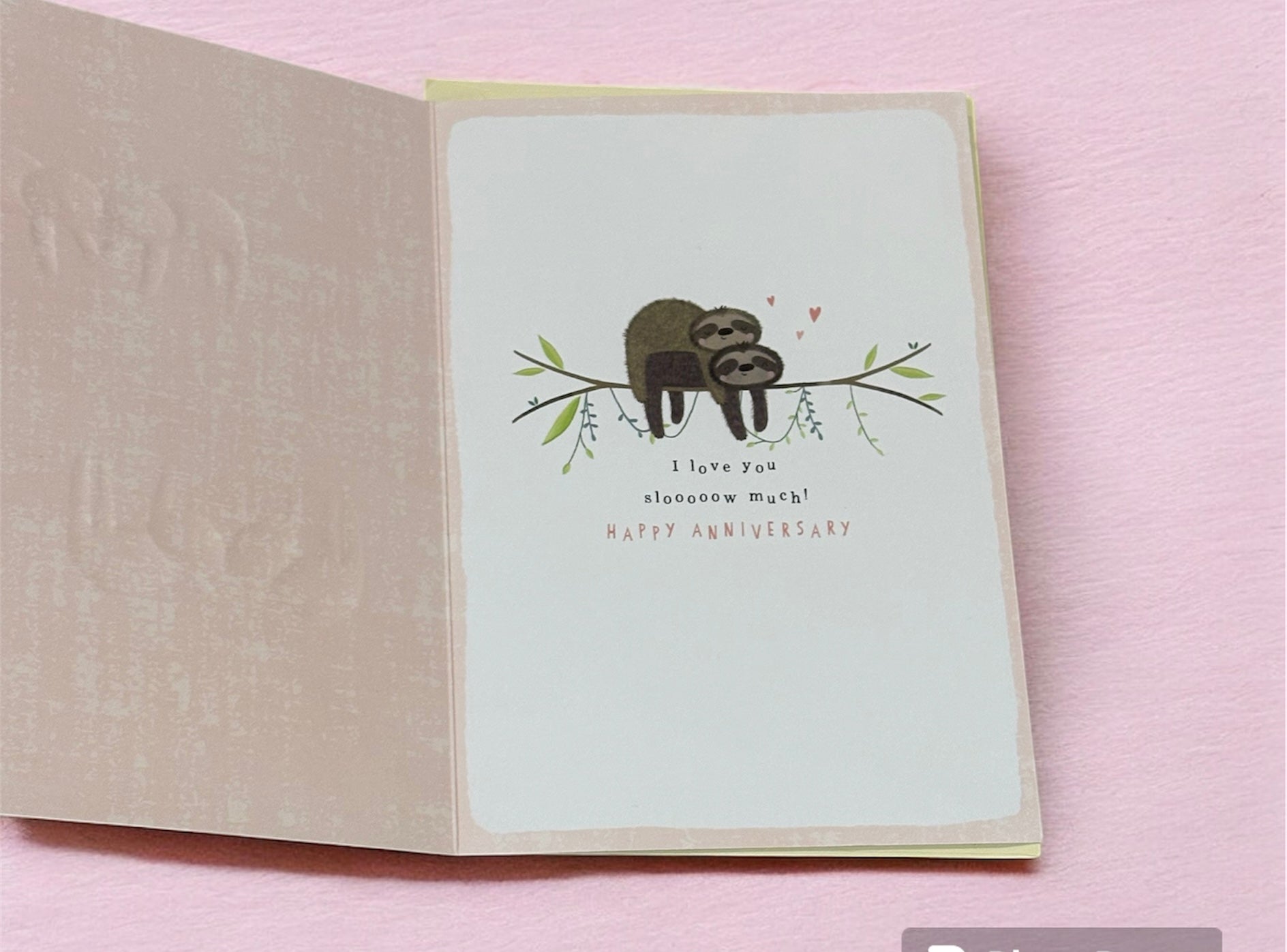 Anniversary Slothes Themed Braille Card
