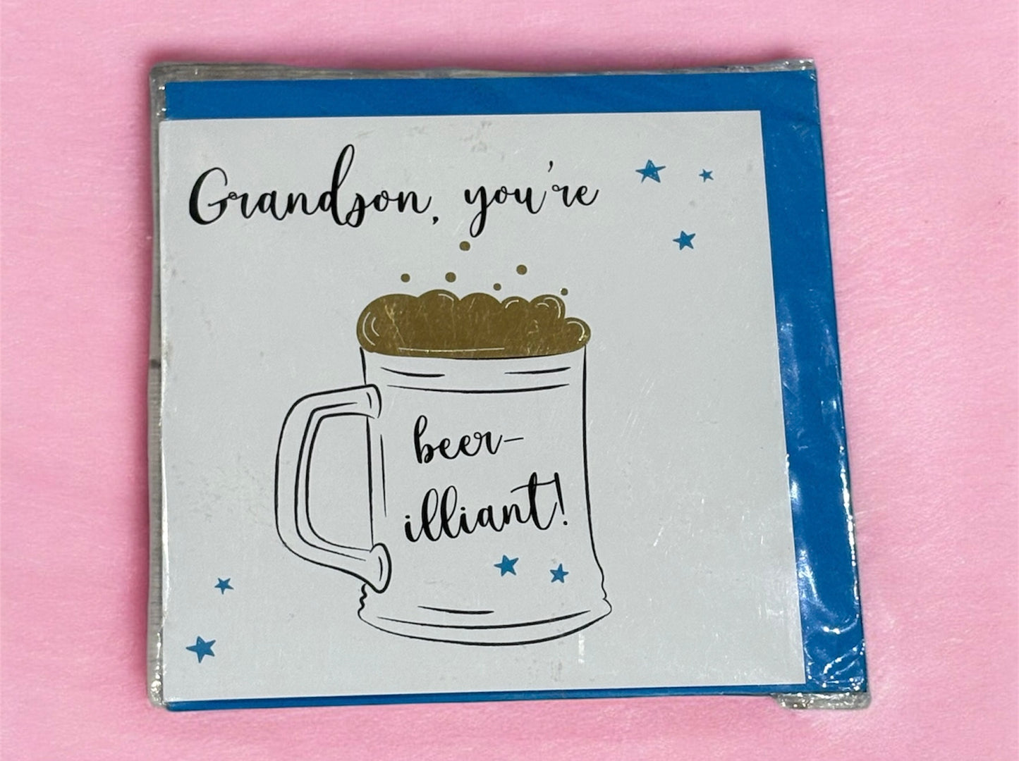 Grandson Beer Themed Braille Card