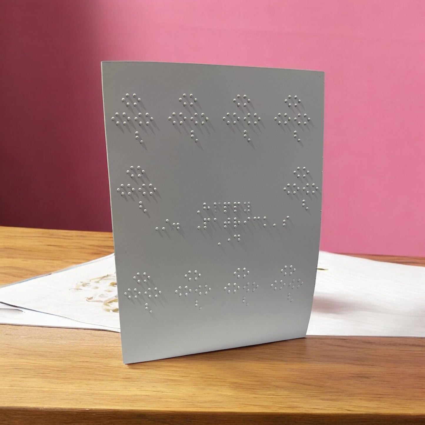 St Patrics Day shamrock braille card