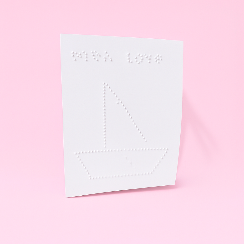Birthday Boat Design Braille Card