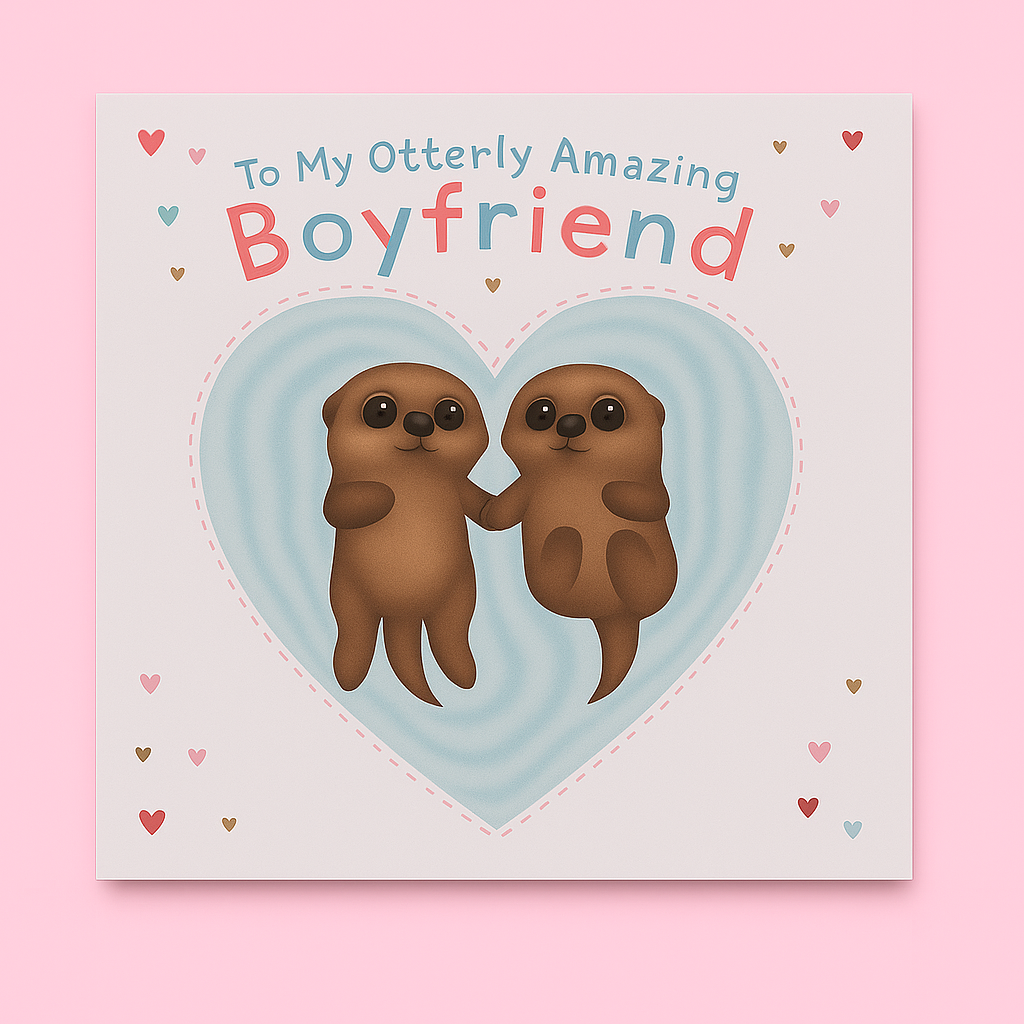 Otter Themed Boyfriend Braille Card