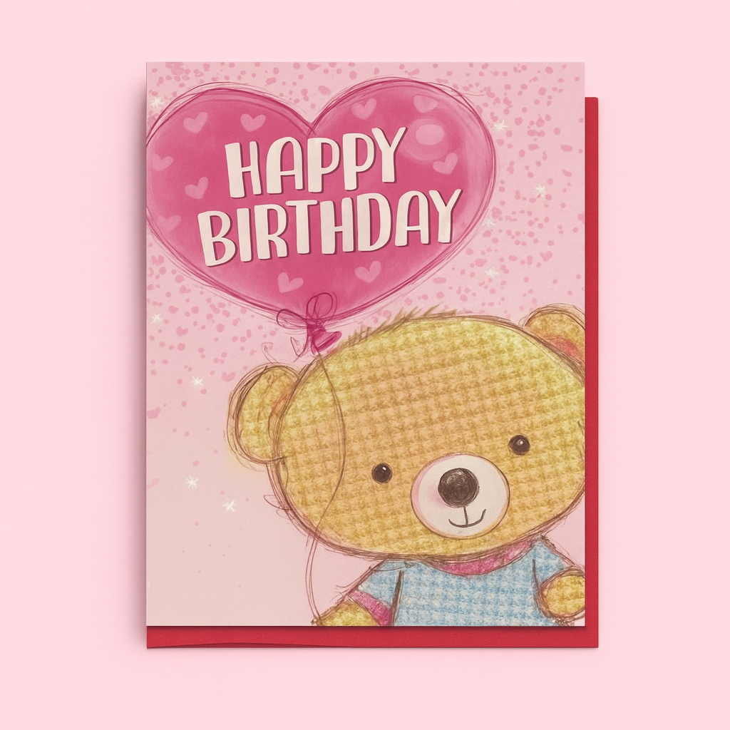 Teddy Bear Birthday Braille Card