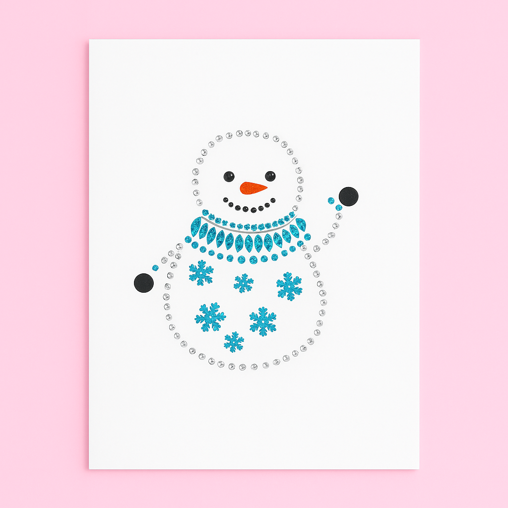 Diamanté Snowman Christmas Braille Card